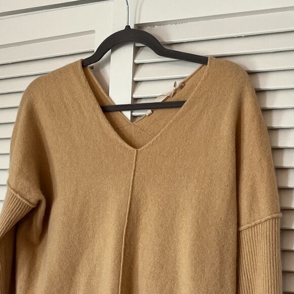 Soft Surroundings cashmere sweater caramel tan yellow v-neck dolman pullover XS - Picture 3 of 8